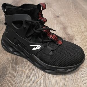 CONTEMPORARY hightop laceup gender neutral cruelty free red/black safety sneaker
